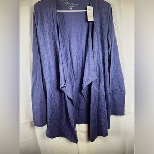 North River Outfitters Womens Open Cardigan Textured Cotton Blend Blue S…